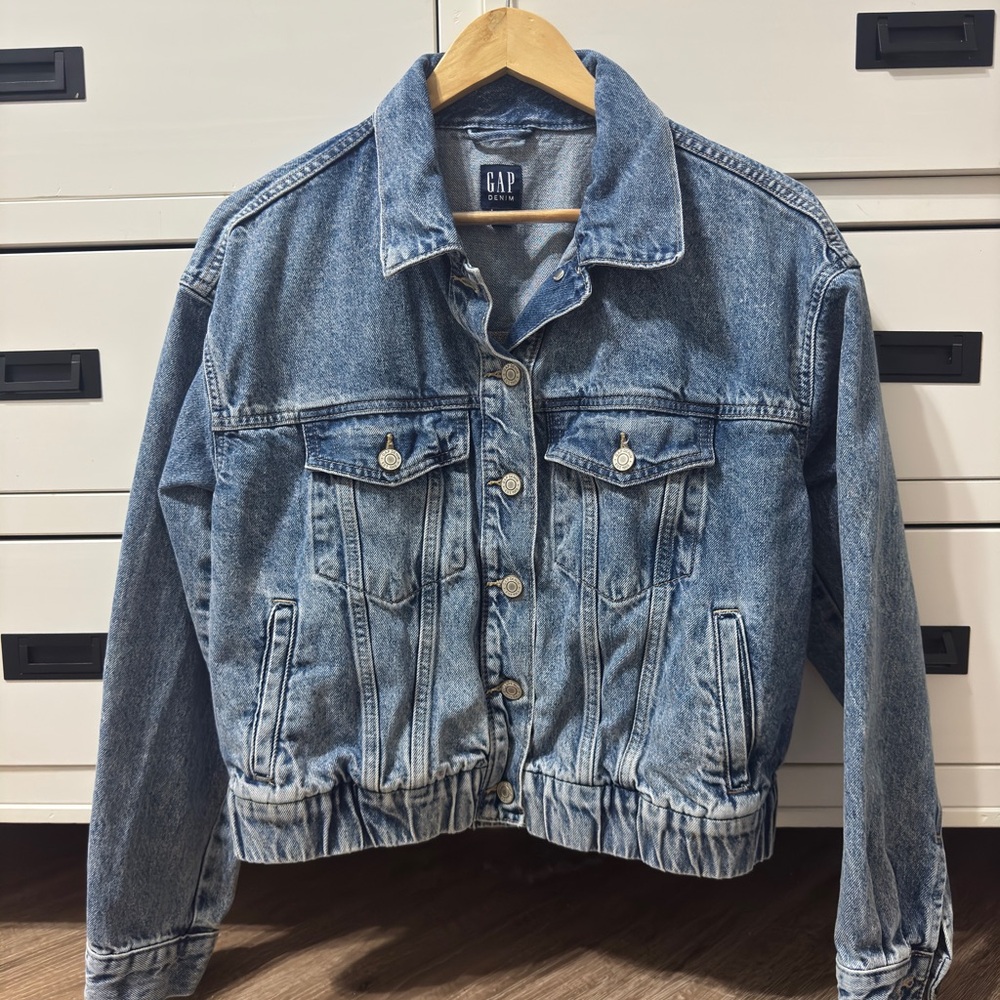 GAP Women's Bomber Blue Jean Jacket